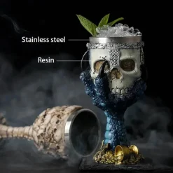 Feast u0026 Flair Küche & Esszimmer-Gotischer Totenkopfkelch – Einzigartiges Weinglas aus Edelstahl für Partys