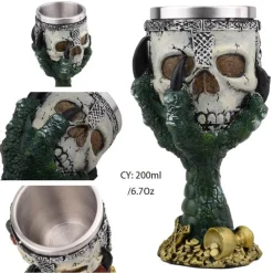 Feast u0026 Flair Küche & Esszimmer-Gotischer Totenkopfkelch – Einzigartiges Weinglas aus Edelstahl für Partys