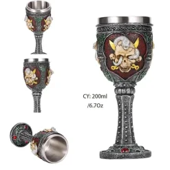 Feast u0026 Flair Küche & Esszimmer-Gotischer Totenkopfkelch – Einzigartiges Weinglas aus Edelstahl für Partys