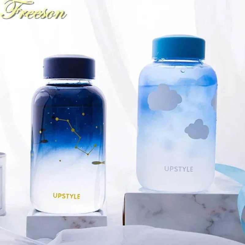 Feast u0026 Flair Küche & Esszimmer-Gradient Sky 600ml Glaswasserflasche - Stilvolles Sport-Trinkgeschirr