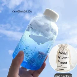 Feast u0026 Flair Küche & Esszimmer-Gradient Sky 600ml Glaswasserflasche - Stilvolles Sport-Trinkgeschirr