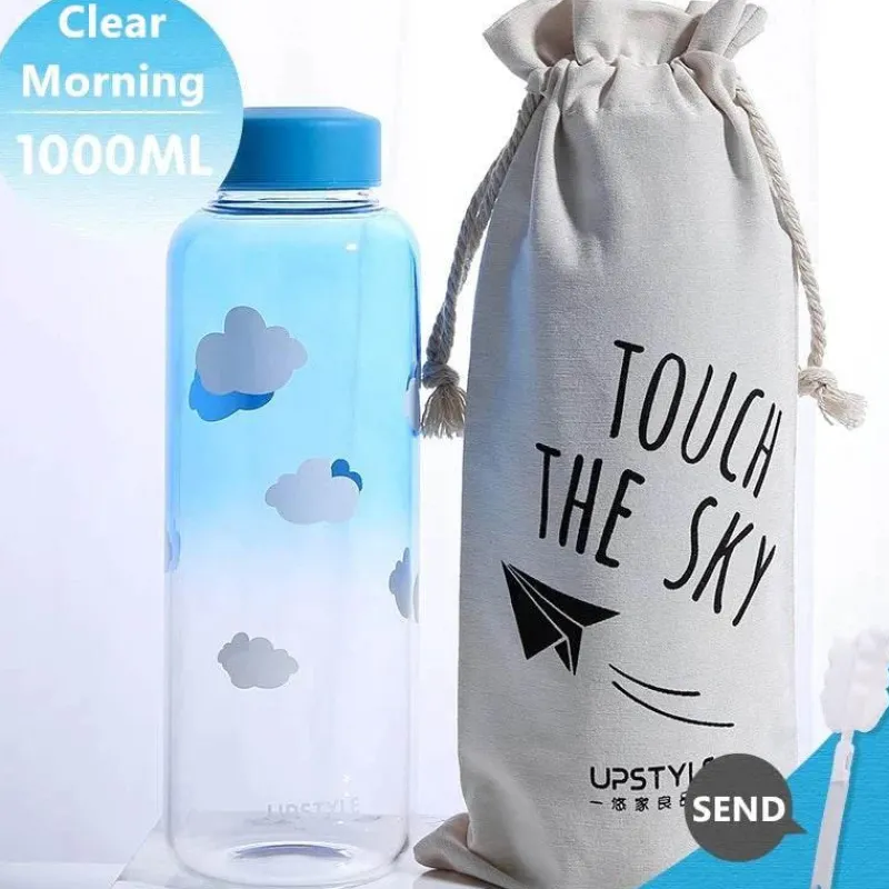 Feast u0026 Flair Küche & Esszimmer-Gradient Sky 600ml Glaswasserflasche - Stilvolles Sport-Trinkgeschirr