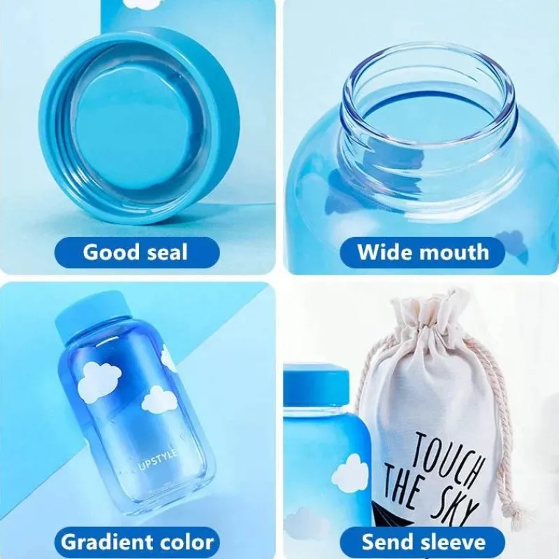 Feast u0026 Flair Küche & Esszimmer-Gradient Sky 600ml Glaswasserflasche - Stilvolles Sport-Trinkgeschirr