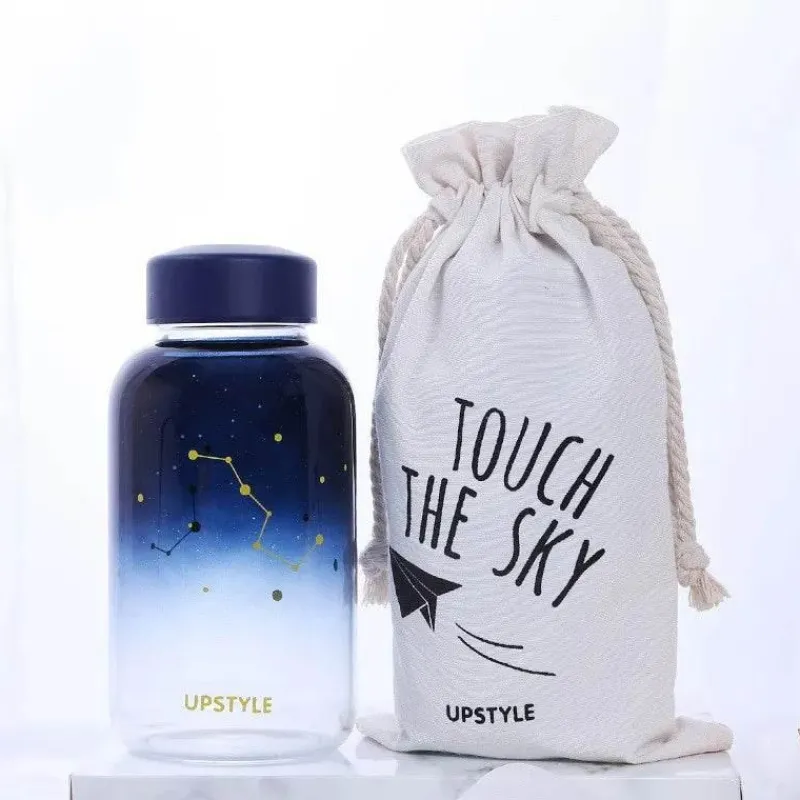 Feast u0026 Flair Küche & Esszimmer-Gradient Sky 600ml Glaswasserflasche - Stilvolles Sport-Trinkgeschirr