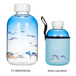 Feast u0026 Flair Küche & Esszimmer-Gradient Sky 600ml Glaswasserflasche - Stilvolles Sport-Trinkgeschirr