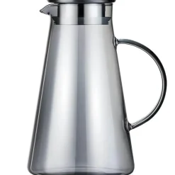 Plates u0026 More Küche & Esszimmer-Grauer Wasserkrug aus Glas – 1900 ml Wasserkocher für kalte und heiße Säfte