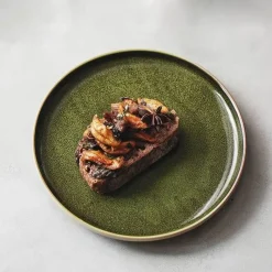 Elegance at the Table Küche & Esszimmer-Grüne Keramik-Essteller – Retro, flacher Nudelsalat, 4er-Set