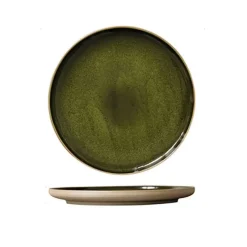 Elegance at the Table Küche & Esszimmer-Grüne Keramik-Essteller – Retro, flacher Nudelsalat, 4er-Set