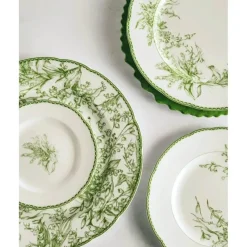 Elegance at the Table Küche & Esszimmer-Grüner Essteller mit Blumenmuster – Elegantes Blumendesign aus Keramik
