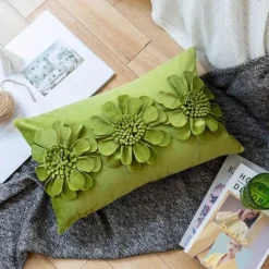 Pillow Haven Bettzeug-Grünes Blumensofakissen Kissenbezug - Home Decor Quadratisches Kissen