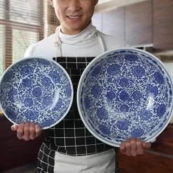 Elegance at the Table Küche & Esszimmer-Große chinesische Keramik-Fischschale – Suppen- und Dampfschale