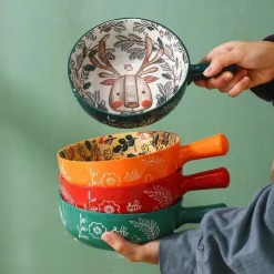 The Culinary Kit Küche & Esszimmer-Große handgefertigte Keramik-Blumenschale mit Tiermotiv – dekorativer Übertopf