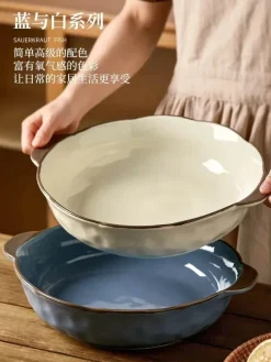 Elegance at the Table Küche & Esszimmer-Große Keramik-Fischschale – Servierschale für Nudeln und Suppe