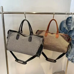 BagAura Taschen & Geldbörsen-Große Sporttasche mit Hahnentrittmuster – Vielseitiges Reise- und Übernachtungsgepäck