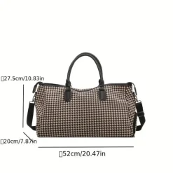 BagAura Taschen & Geldbörsen-Große Sporttasche mit Hahnentrittmuster – Vielseitiges Reise- und Übernachtungsgepäck