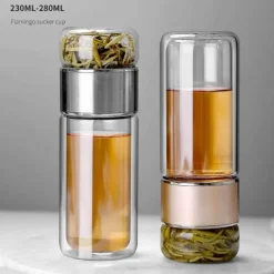 The Cozy Mug Küche & Esszimmer-Große Tee-Ei-Flasche aus Glas mit Doppelfunktion – 2-in-1-Teezubereitung