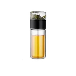 The Cozy Mug Küche & Esszimmer-Große Tee-Ei-Flasche aus Glas mit Doppelfunktion – 2-in-1-Teezubereitung