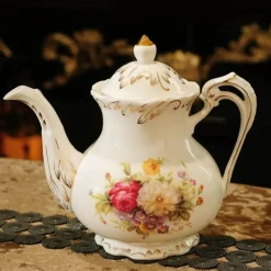 Elegance at the Table Küche & Esszimmer-Große Teekanne aus Porzellan – Europäische Keramik-Teekanne für Nachmittagstee und Kaffee