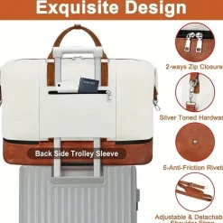 BagAura Taschen & Geldbörsen-Große Wochenendtasche – Reiseaufbewahrung mit Schuhfach und tragbarem Design