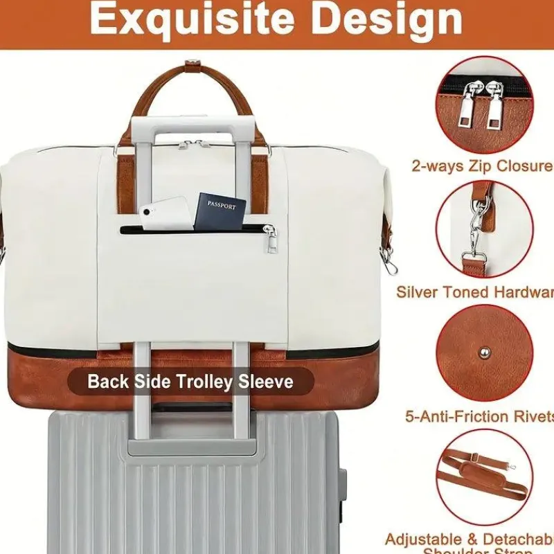 BagAura Taschen & Geldbörsen-Große Wochenendtasche – Reiseaufbewahrung mit Schuhfach und tragbarem Design