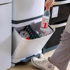 Deco Küche & Esszimmer-Großer doppelwandiger Mülleimer mit Rädern - Mülleimer mit Deckel