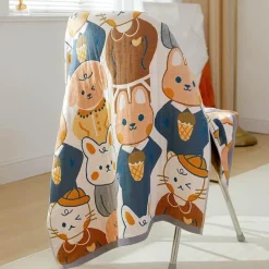 Wrap u0026 Relax Bettzeug-Großes Badetuch aus Baumwollgaze mit Cartoon-Motiv – 70 x 140 cm