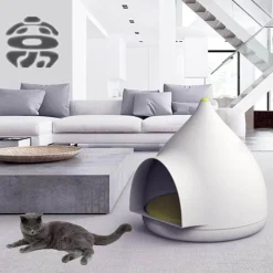 Decor Haustierzubehör|Haustierbetten-Großes Katzenhaus – Katzenunterstand im Wassertropfen-Design