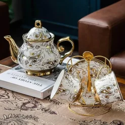 Plates u0026 More Küche & Esszimmer-Großes Teekannen-Set aus Porzellan – hitzebeständiges Teegeschirr mit Teesieb