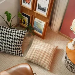 Cozy Cushions Bettzeug-Hahnentritt-Dekokissen - Schickes Akzentkissen