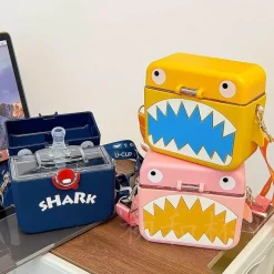 Little Nest Küche & Esszimmer-Hai-Wasserflasche mit integriertem Strohhalm – umweltfreundliches Trinkgeschirr