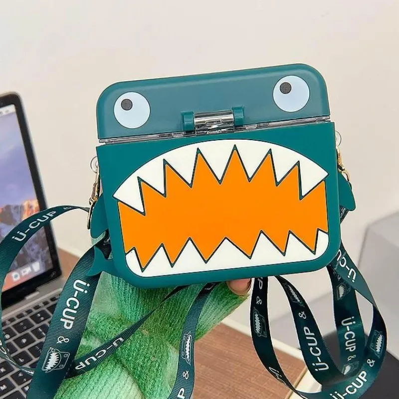 Little Nest Küche & Esszimmer-Hai-Wasserflasche mit integriertem Strohhalm – umweltfreundliches Trinkgeschirr