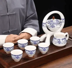 The Decor Haven Küche & Esszimmer-Halbautomatische Teekanne aus Keramik – Kanne im fernöstlichen Stil