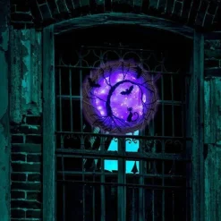 The Gilded Nest Beleuchtung-Halloween Door Wreath - Black Bat LED Light Decor