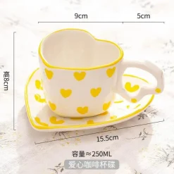 Plates u0026 More Küche & Esszimmer-Handbemalte Tasse mit Herzgriff, Liebestasse, rosa Keramiktasse