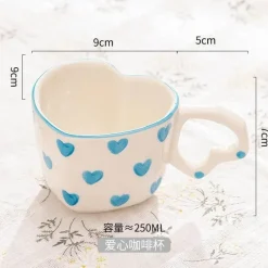 Plates u0026 More Küche & Esszimmer-Handbemalte Tasse mit Herzgriff, Liebestasse, rosa Keramiktasse