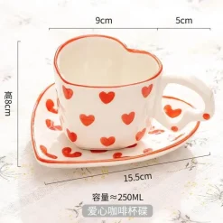 Plates u0026 More Küche & Esszimmer-Handbemalte Tasse mit Herzgriff, Liebestasse, rosa Keramiktasse