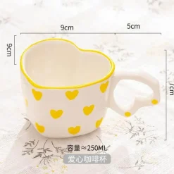 Plates u0026 More Küche & Esszimmer-Handbemalte Tasse mit Herzgriff, Liebestasse, rosa Keramiktasse