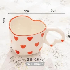 Plates u0026 More Küche & Esszimmer-Handbemalte Tasse mit Herzgriff, Liebestasse, rosa Keramiktasse