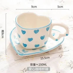 Plates u0026 More Küche & Esszimmer-Handbemalte Tasse mit Herzgriff, Liebestasse, rosa Keramiktasse