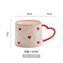 Plates u0026 More Küche & Esszimmer-Handbemalte Tasse mit Herzgriff, Liebestasse, rosa Keramiktasse