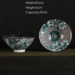 Plates u0026 More Küche & Esszimmer-Handbemaltes Teetassen-Set aus blau-weißem Porzellan – dekoratives Teegeschirr