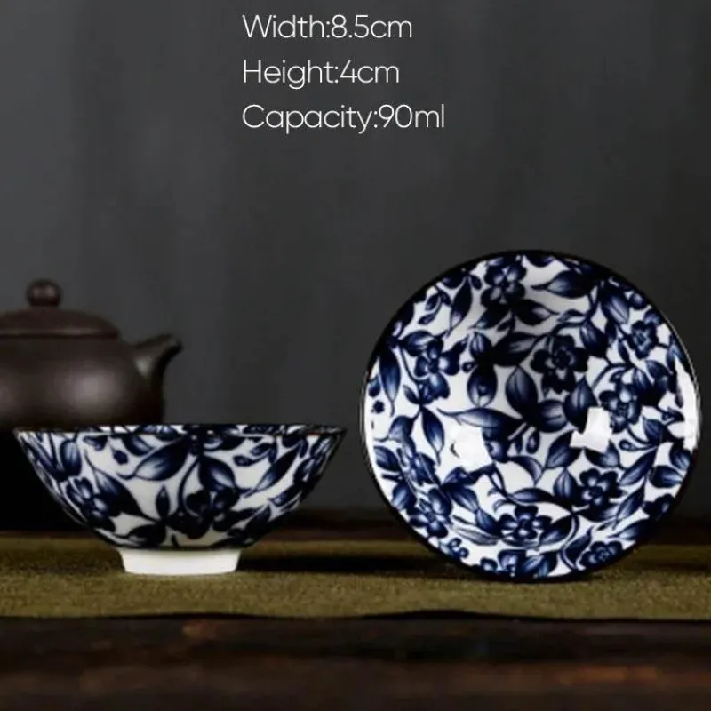 Plates u0026 More Küche & Esszimmer-Handbemaltes Teetassen-Set aus blau-weißem Porzellan – dekoratives Teegeschirr