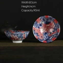 Plates u0026 More Küche & Esszimmer-Handbemaltes Teetassen-Set aus blau-weißem Porzellan – dekoratives Teegeschirr