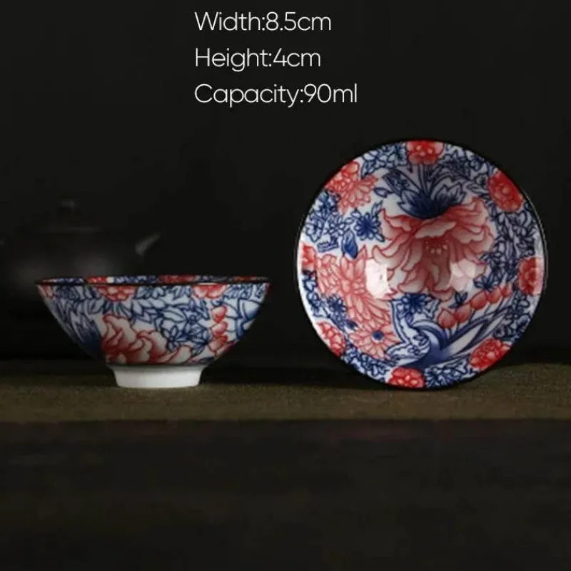 Plates u0026 More Küche & Esszimmer-Handbemaltes Teetassen-Set aus blau-weißem Porzellan – dekoratives Teegeschirr