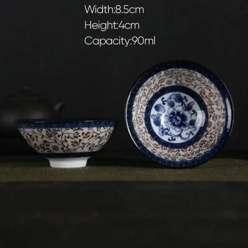 Plates u0026 More Küche & Esszimmer-Handbemaltes Teetassen-Set aus blau-weißem Porzellan – dekoratives Teegeschirr