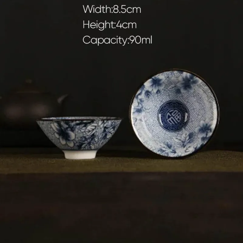 Plates u0026 More Küche & Esszimmer-Handbemaltes Teetassen-Set aus blau-weißem Porzellan – dekoratives Teegeschirr