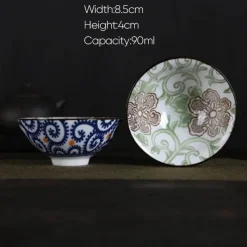 Plates u0026 More Küche & Esszimmer-Handbemaltes Teetassen-Set aus blau-weißem Porzellan – dekoratives Teegeschirr