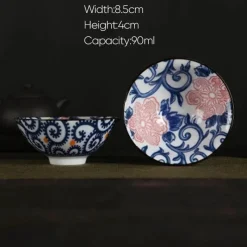 Plates u0026 More Küche & Esszimmer-Handbemaltes Teetassen-Set aus blau-weißem Porzellan – dekoratives Teegeschirr