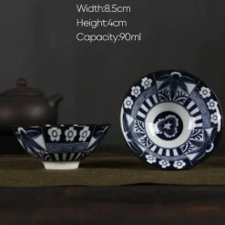 Plates u0026 More Küche & Esszimmer-Handbemaltes Teetassen-Set aus blau-weißem Porzellan – dekoratives Teegeschirr