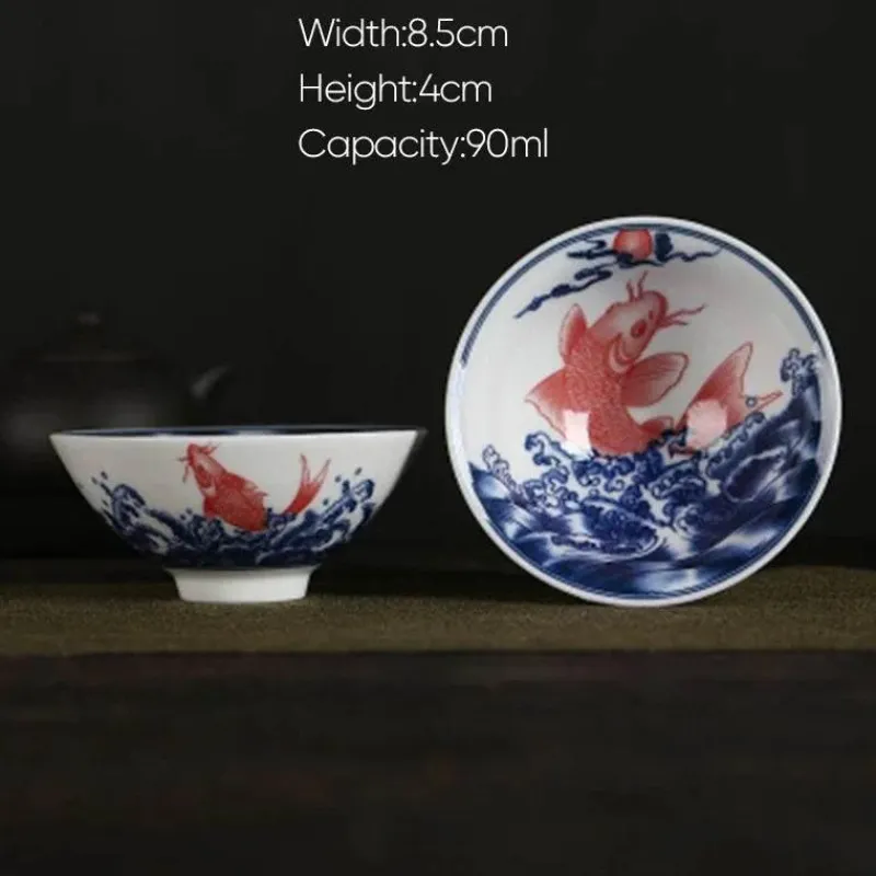 Plates u0026 More Küche & Esszimmer-Handbemaltes Teetassen-Set aus blau-weißem Porzellan – dekoratives Teegeschirr